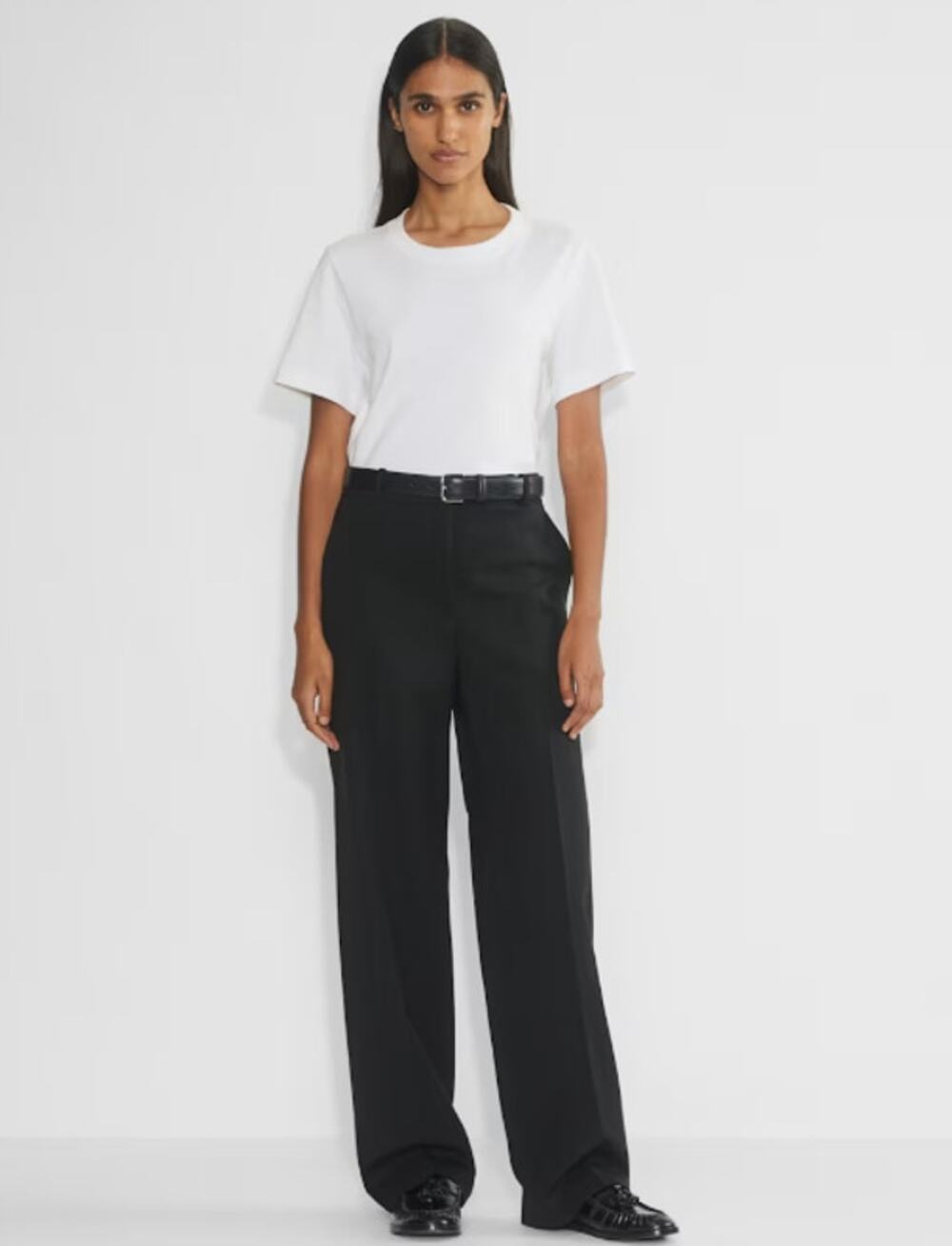 Aritzia Babaton Agency Pant City Wool Twill High Waisted Straight Wide Leg Black